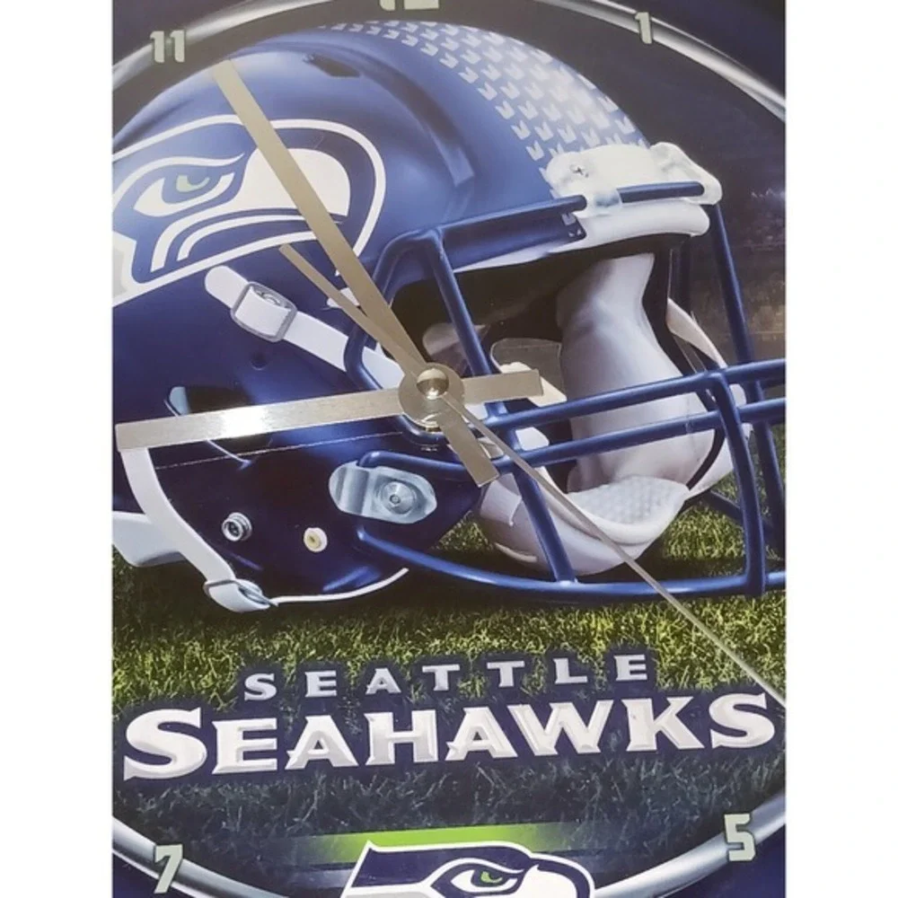 NFL Seattle Seahawks Football Team Chrome Clock‎ Battery Operated Tested
